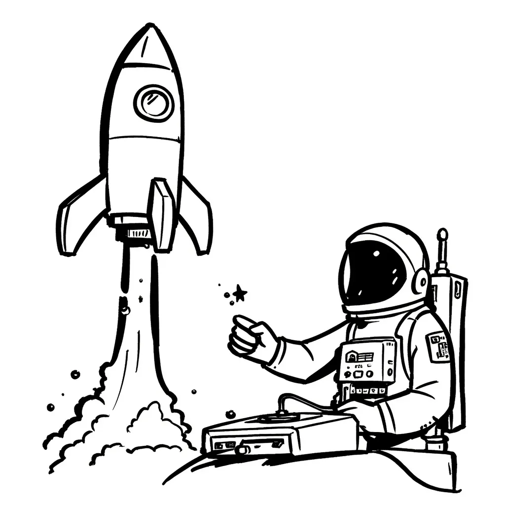 Astronaut launching a rocket